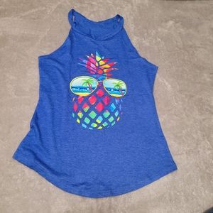 High Neck Colorful Pineapple Tank NWOT